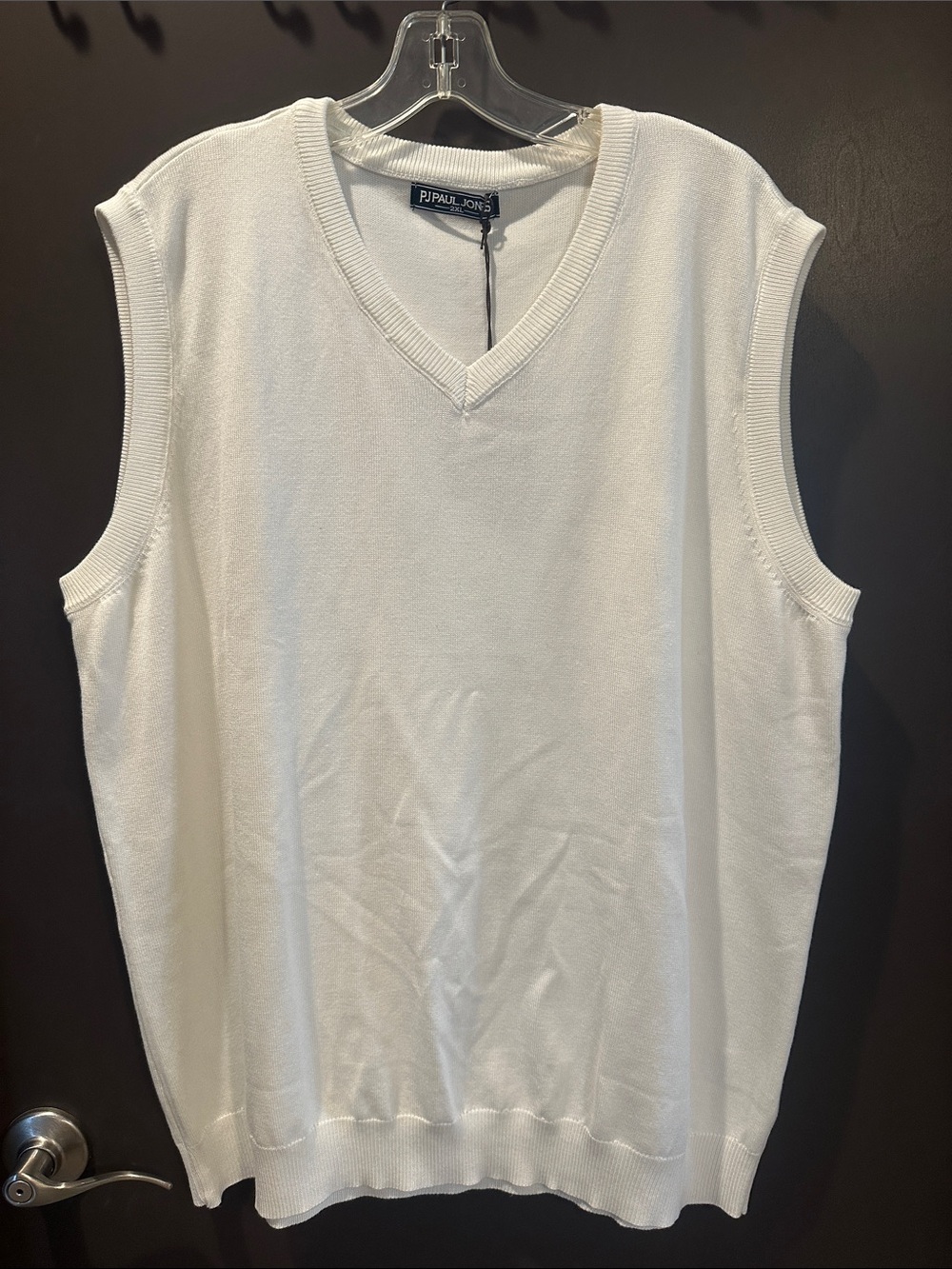 NWT PJ Paul Jones Men's White V-Neck Sweater Vest